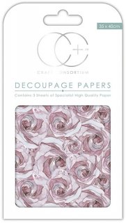3er Set Decoupage Papier Blush Rose 35x40 cm
