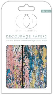 3 er Set Decoupage Papier Textured Wood 35x40