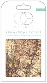 3er Set Decoupage Papier Vintage Map 2 35x40
