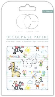 3er Set Decoupage Papier Kids Friends 35x40 cm