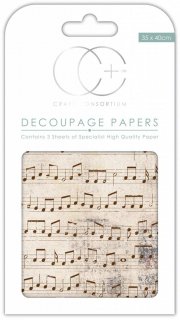 3er Set Decoupage Papier Old Music Score 35x40 cm