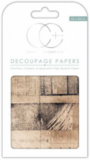 3er Set Decoupage Papier Old News 35x40 cm