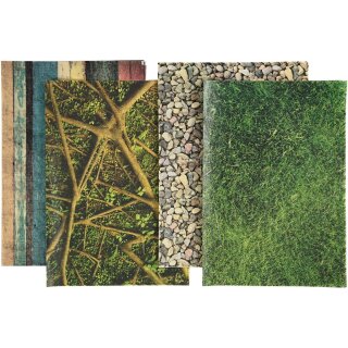 Decoupage Papier Gras/Holz/Steine/Äste 35x35 cm
