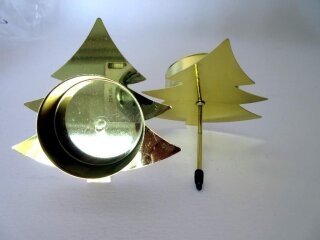 4-er Set Teelichthalter/-stecker in Tannenbaumform, gold