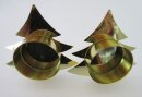4-er Set Teelichthalter/-stecker in Tannenbaumform, gold