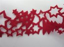 Dekoband mit Sternen und Tannenbäumen, rot aus...