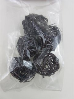 Rattankugel perl schwarz, Tüte (5 Stück)