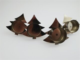 Teelichthalter/-stecker 4 er Set in Tannenbaumform, altgold