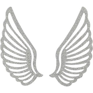 Metallflügel 8 Stück 3 x 7 cm silber glitzernd