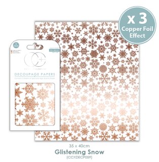 3er Set Decoupage Papier Glistening Snow 35x40 cm