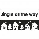 Labels "Jingle all the way" und Weihnachtsdorf