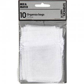 Organza-Säckchen Weiß 7 x10 cm, 10 Stück