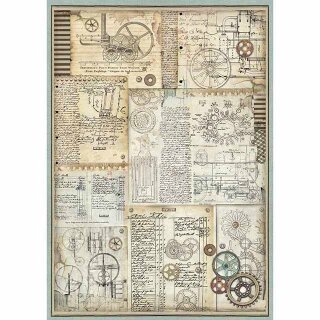 Stamperia Rice Papier  "Voyages Fantastiques Gears" A3 29,7 x 42 cm