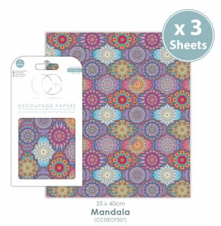 3er Set Decoupage Papier "Mandala" 35x40 cm
