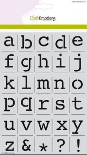 Schablone A5 Alphabet Kleinbuchstaben Courier v. Craft Emotions