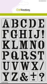 Schablone A5 Alphabet Großbuchstaben Vintage v. Craft Emotions