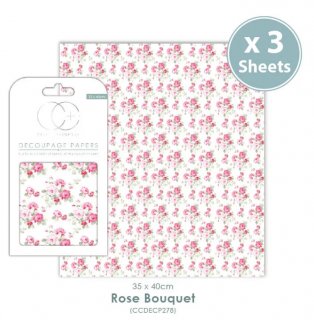 Craft Consortium 3er Set Decoupage Papier Rose Bouquet 35x40 cm