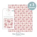 Decoupagepapier Craft Consortium 3er Set 35x40 cm Pink Roses Polka