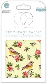 Decoupagepapier Craft Consortium 3er Set Yellow Chat 35x40 cm