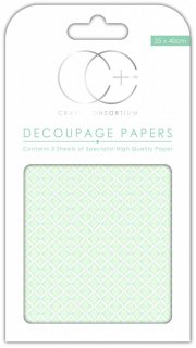 Decoupagepapier Craft Consortium 3er Set Ceramic Blue Kacheln grün blau 35x40 cm