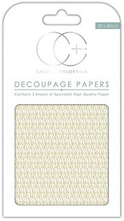 3er Set Decoupage Papier Gold Droplet 35x40 cm