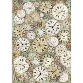 Stamperia Rice Papier A3 29,7 x 42 cm Vagabond Clock and Mechanisms