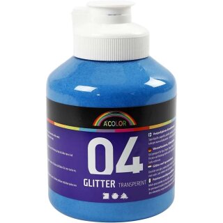 A Color Acrylfarbe Glitter Transparent Blau 500 ml