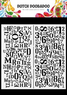 Schablone Dutch Doobadoo Card Buchstaben & Zahlen Slimline 21x21 cm