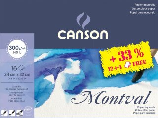 Canson Montval Aquarellblock XL 300g/m²  24x32cm 16 Blatt