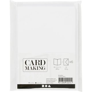 Karten und Umschläge weiß 6er-Set, 10,5 x 15 cm