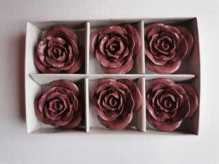 Dekorosen 6er Set rot aus Keramik sehen alt Rosa -dunkel aus