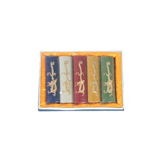 Reibetusche Chinesische Tuschestäbe, farbig sortiert im 5er Set, in Schmuckschatulle