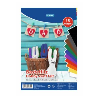 Filz Bstelfilz Set 10 Bögen Grundfarben 20c30 cm