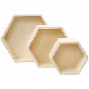 Holz Holzbox 3er Set hexagonal 14,8+19+24,2 cm