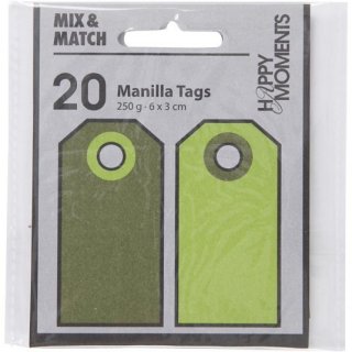 Mix & Match Manilla Tags Anhänger Etiketten grün 20 Stück